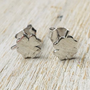 Silver Shamrock Studs Four leaf clover studs Cloverleaf Studs Irish Jewelry Sterling Silver small Studs Lucky stud earrings Shamrock jewelry