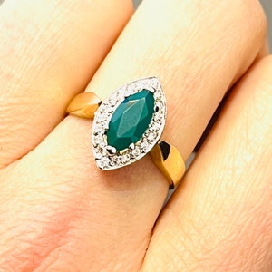 Emerald Ring Solid Gold 14k, Enagagement Ring, Emerald Jewelry, Genuine Gold Ring, Gift for Her, Real Gold Ring, Women's Ring, Gift Idea