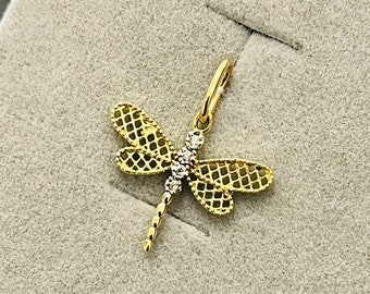 Dragonfly Pendant Solid Gold 14k, Delicate Insect Pendant Gold, Dragonfly Jewelry, Gold Pendants, Gift for Her, Insects Jewelry Gift Gold