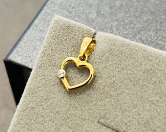 Dainty Heart Pendant Gold Solid 14k, Unique gift for her, Delicate Gold Charm, Tiny Gold Heart, Mother's Gift, Promise Gift for Beloved