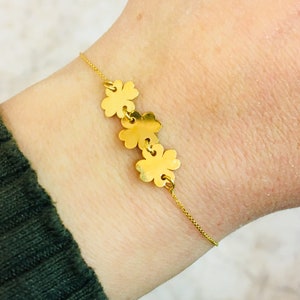 14 kt massief goud, armband klaver, klaverbedels, gouden armband, 14k gouden armband, armband vrouw, gouden cadeau, cadeau, klaverarmband