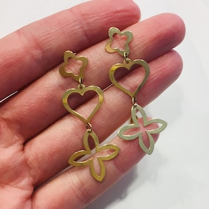 14K Solid Gold Dangle Earrings, Yellow Gold, Dangle earrings, Gold Earrings, Gift for Her, Earrings Women, Gold jewelry, Gold Gift, Earrings