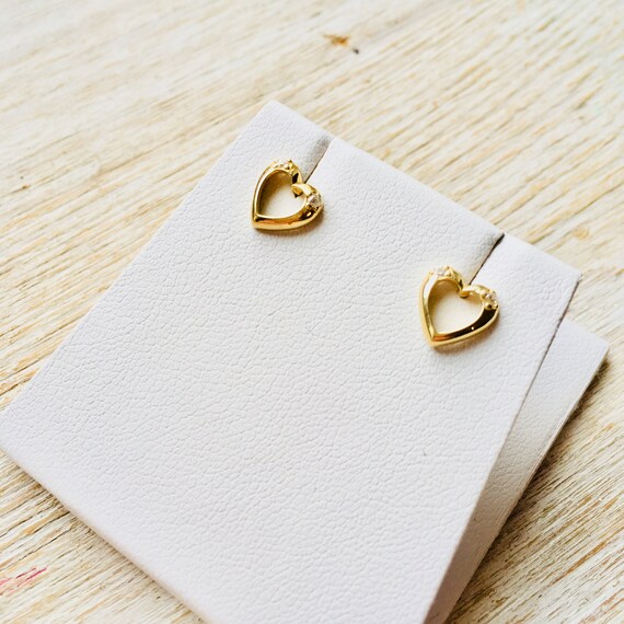 Gold Heart Studs, Gold Hearts, 14k Solid Gold, Stud Earrings