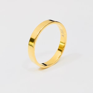 Hochzeitsband für Männer 3mm Massivgold 9k, Klassischer Kuppel Ehering, Stapelband Gold, Freie Gravur, personalisierter Ring, Dünnes Trauband