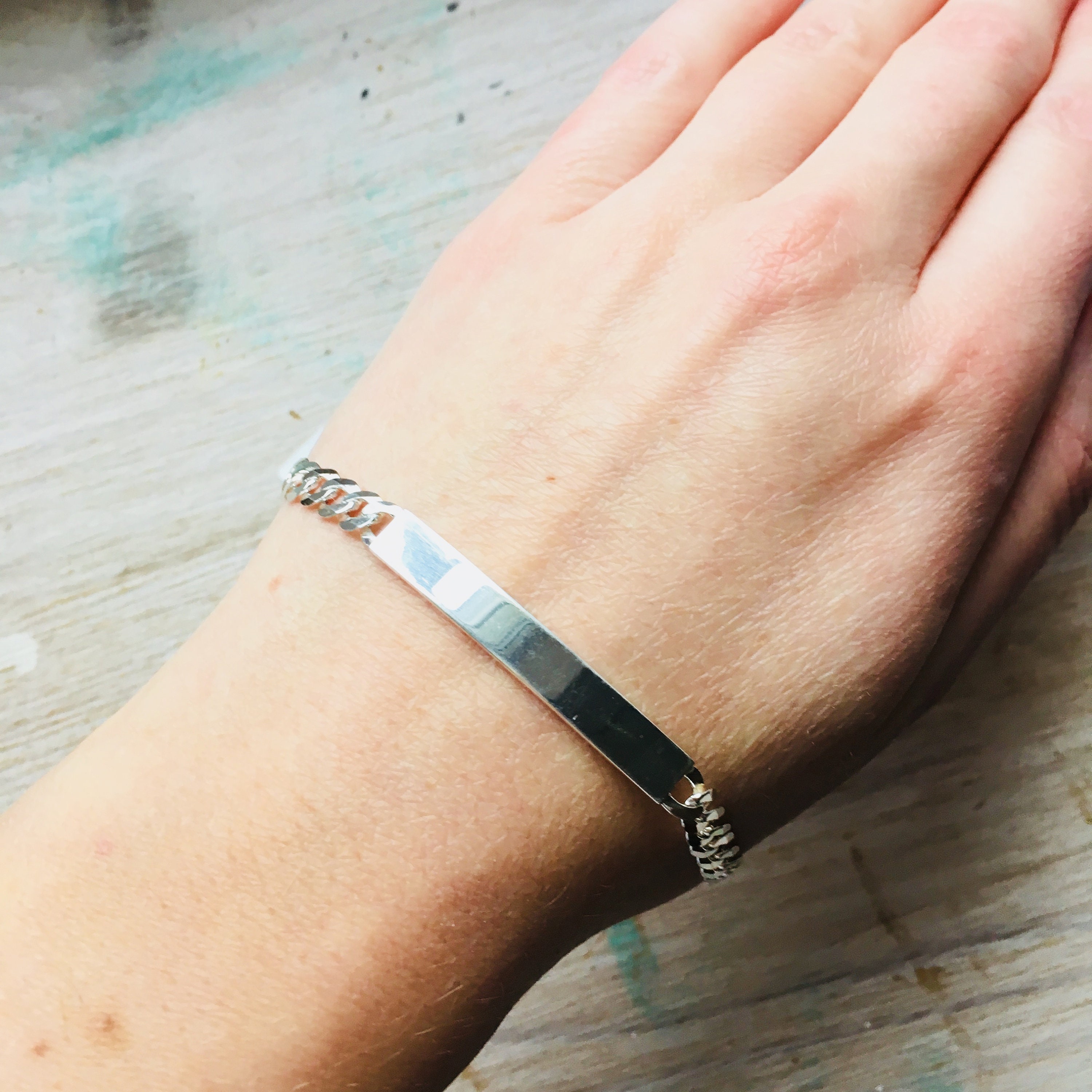 Sterling Silver, Solid Curb Chain, ID Identity, Ladies Gents