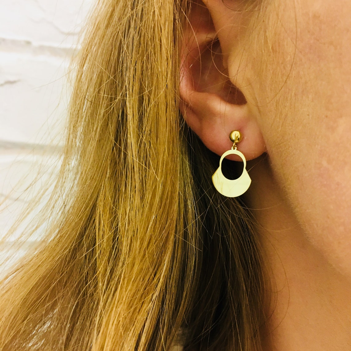 14k Solid Gold Dangle Earrings Modern Boho Gold Earrings Etsy