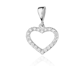 Solid Gold 14k, White Gold, Yellow Gold, Gift for Her, Heart with Diamonds, Gold Heart, Heart Gold Diamonds, Diamond Heart, Heart Pendant