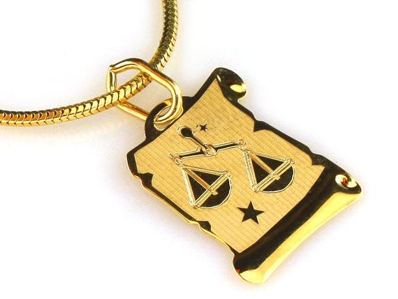 Libra Zodiac, Solid Gold 14k, Zodiac Pendant, Astrology, Libra