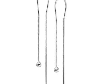 Silver Threader, Long Earrings,  Threader Earrings, Threaders with ball,  Earrings, Threaders, Chain Earrings, Dainty Earrings,