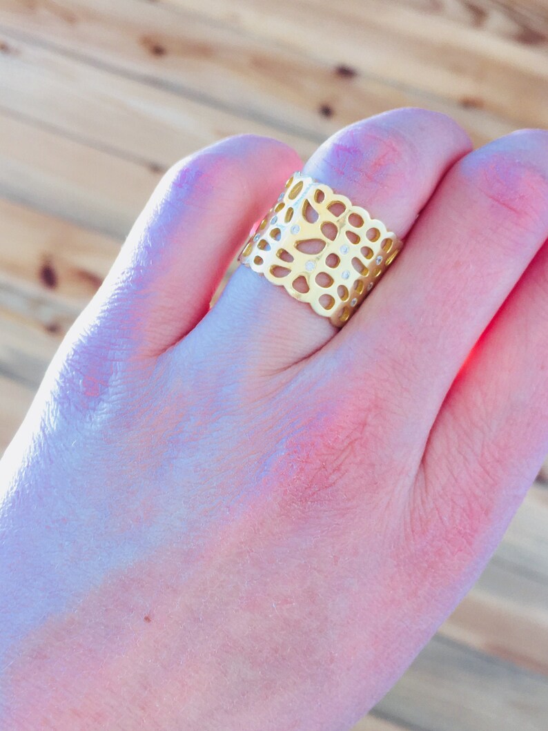 Golden ring Golden band Silver band Filigree band Gold Etsy