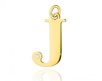 Initial J Gold Pendant, Letter Pendant, Gold Letter, J Letter, Diamond Gold, Initial Diamond, Letter Pendant, Diamond Pendant, Initials