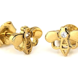Tiny Bee Studs, Bee Oorbellen, Massief Goud 9k, Bijen Sieraden, Sierlijke Oorbellen, Insect Sieraden, Oorbellen Vrouwen, Oorbellen Kinderen, Bee Studs