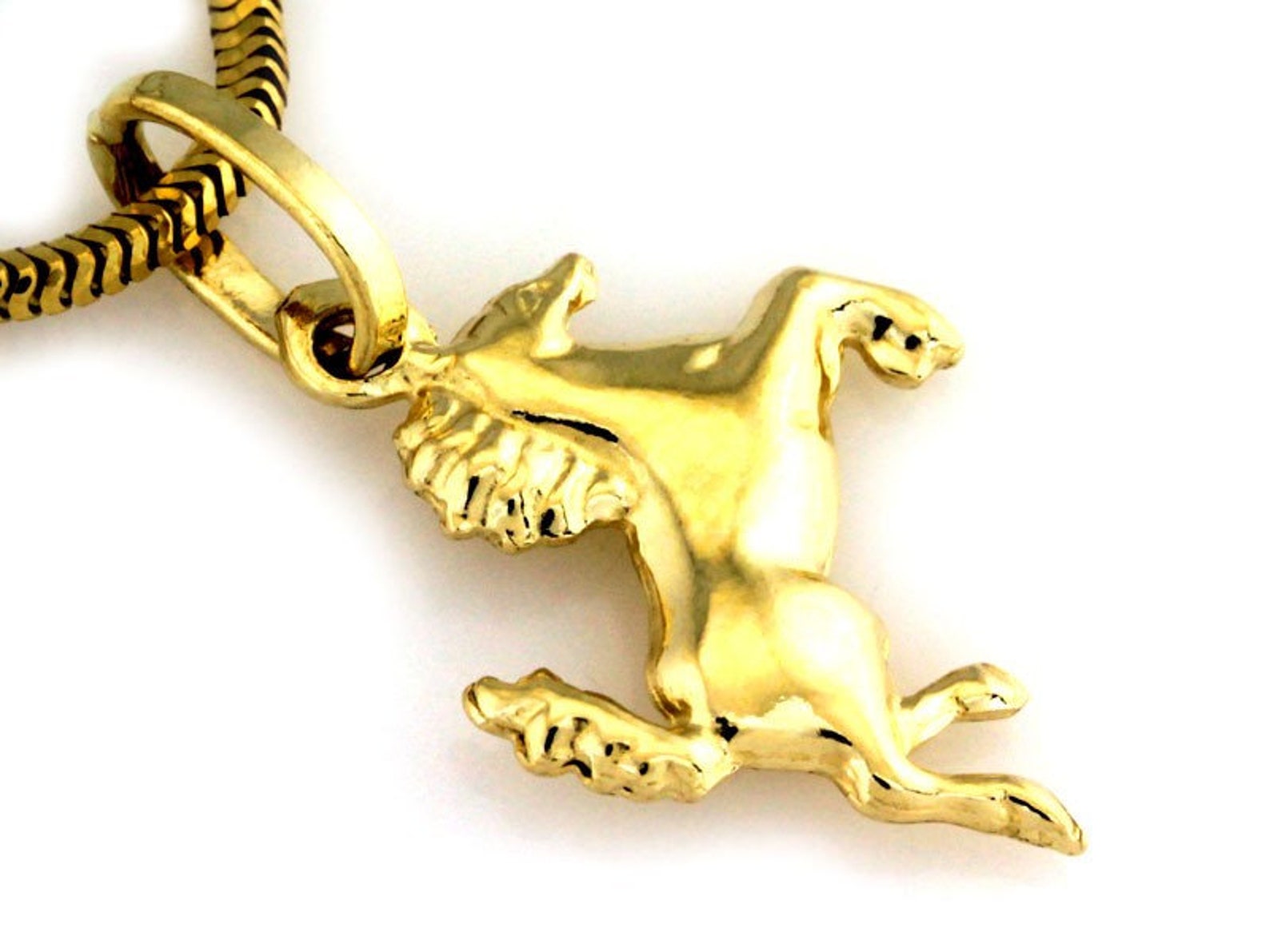 Horse Pendant Gold Horse Charm Solid Gold 14ct Equestrian Etsy UK