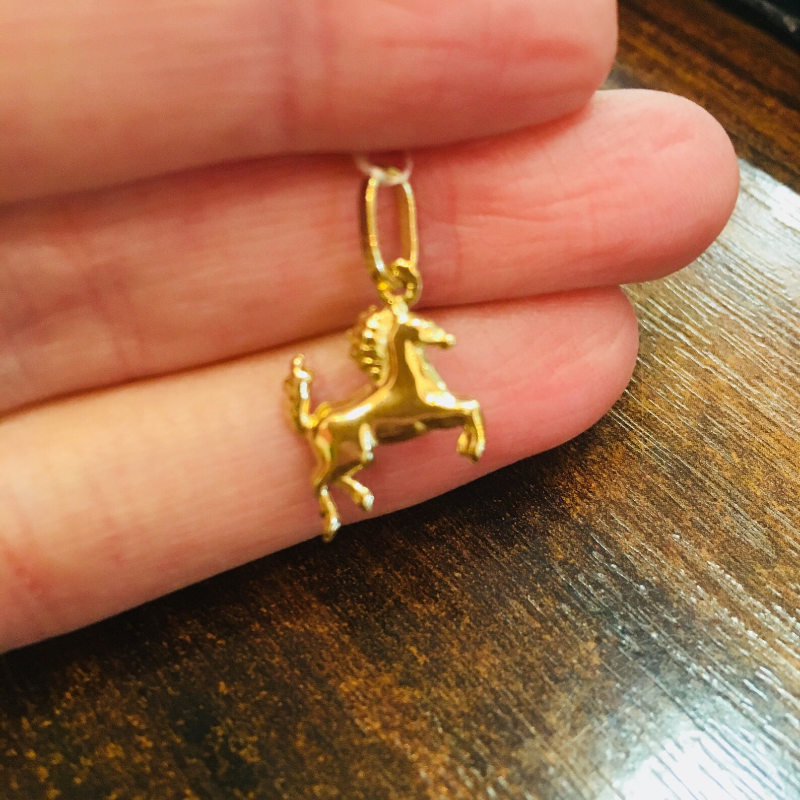 Horse Pendant Gold Horse Charm Solid Gold 14ct Equestrian Etsy