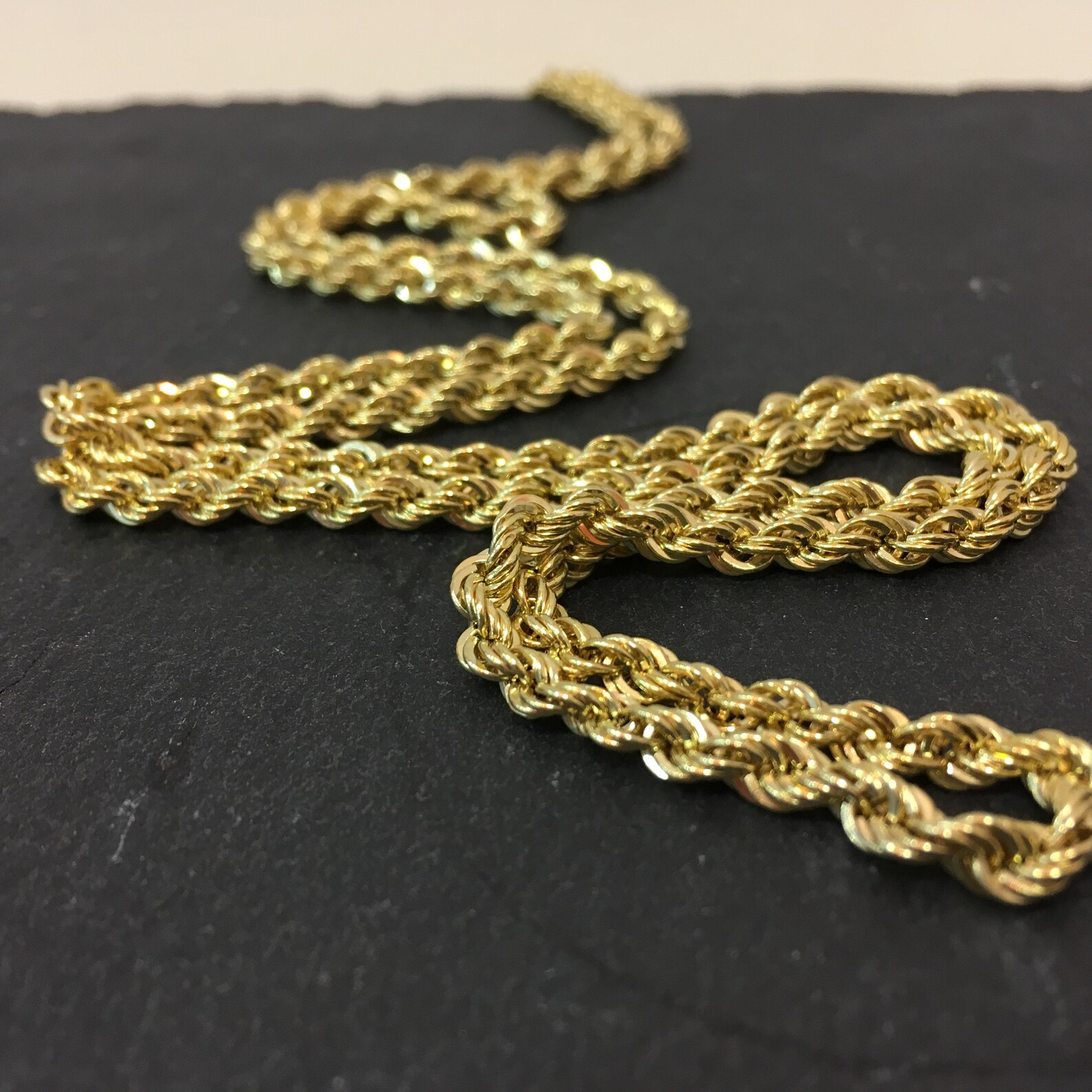 Long Rope Chain Solid Gold 14k Long Gold Chain 70 Cm Chain Etsy