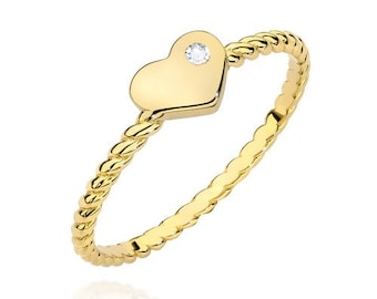 Solitär Diamant Ring, Herz Ring Gold, Herz Form Ring, Vorschlag Ring, Versprechen Ring, Solid Gold Ring, Diamant Braut Ring