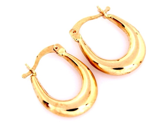 Hoop Earrings 14k Solid Gold Creole Hoops Yellow Gold Creole