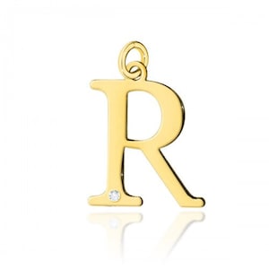 Initial R Gold Pendant, Letter Pendant, Gold Letter, R Letter, Diamond Gold, Initial Diamond, Letter Pendant, Diamond Pendant, Initials