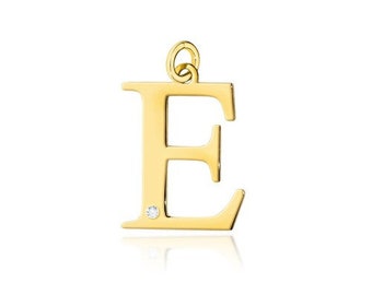 Initial E Gold Pendant, Letter Pendant, Gold Letter, E Letter, Diamond Gold, Initial Diamond, Letter Pendant, Diamond Pendant, Initials