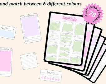 Digitale dagelijkse widgetstickers | voor Goodnotes en digitale planning