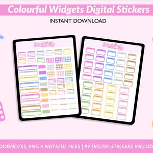 Colourful Widgets Digital Stickers | Goodnotes, Noteful & PNG Stickers Included
