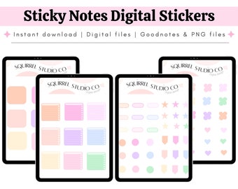 Kleurrijke plaknotities digitale stickers | Goodnotes-png-bestanden