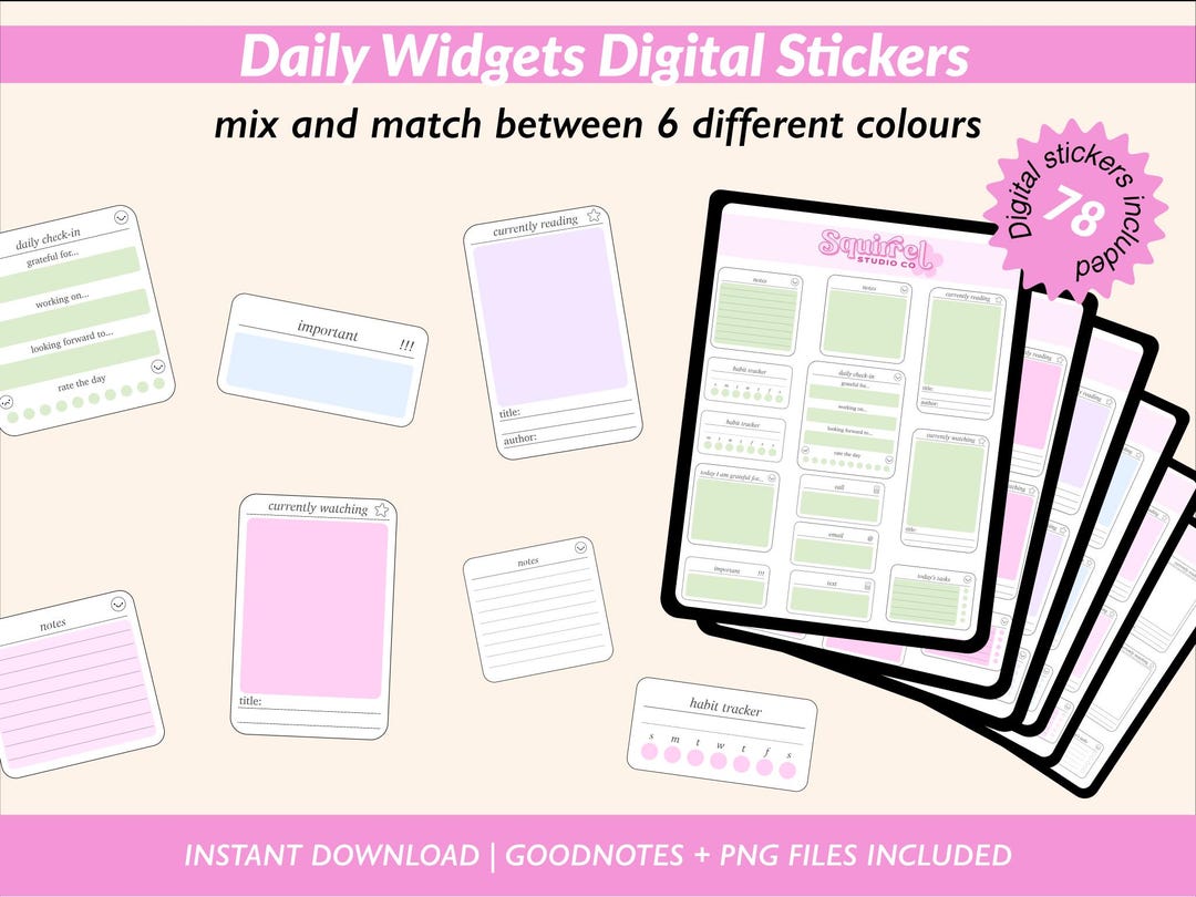 Daily Widget Digital Stickers | for Goodnotes & Digital Planning - Etsy