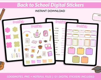 Digitale back-to-schoolstickers | Studentenstickers | Inclusief Goodnotes, Noteful en png-stickers