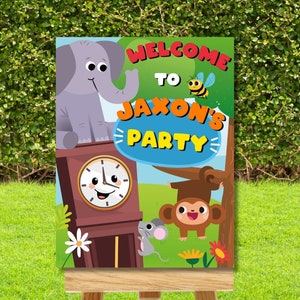 Hickory Dickory Dock Party EDITABLE Welcome Sign Printable/ First Birthday Classic Nursery Rhymes Party Decoration Yard Sign