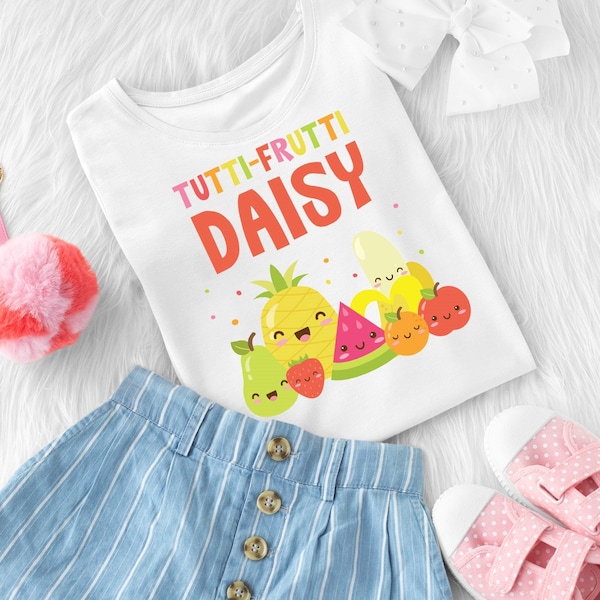 Tutti Frutti Birthday Tee Shirt Design/ Twotti-Frutti Fruit Pun Birthday Outfit/ Cute Fruits Shirt Design (for your own printing)