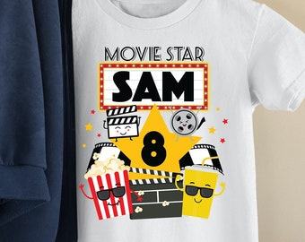 Movie Night Birthday Shirt Design / Hollywood Movie Night Birthday Tee Design (pour votre propre impression)