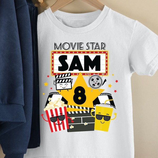 Movie Night Birthday Shirt Design/ Hollywood Movie Night Birthday Tee Design (for your own printing)