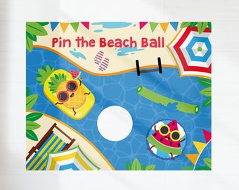 Pin the Beach Ball Party Game | Summer Pool Party Activity (Printable)
