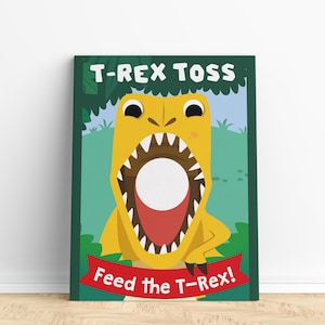Feed the Dinosaur Party Tossing Game EDITABLE Printable | Prehistoric, Jurassic Park Dinosaurs Party Games for Kids, Party Activity
