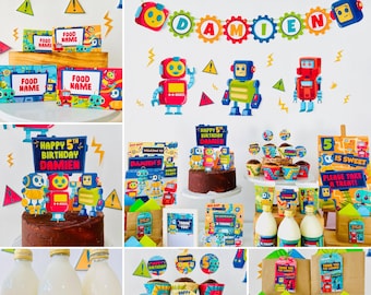 Robots Party Decorations EDITABLE Kit/ Robotics Science Lab Birthday Party Decor Printable Kit