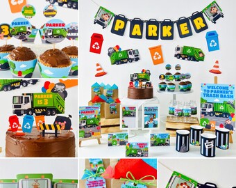 Garbage Truck Party Decorations Kit/ Trash Bash Waste Management Party Decor EDITABLE Printable