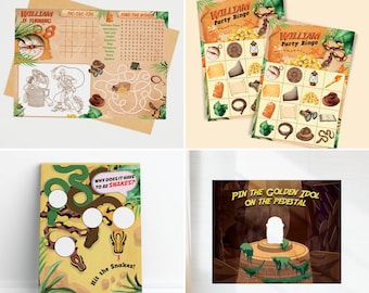 Indiana Jones Party Games Activities Kit/ Adventure Explorer Party Games/ 4-in-1 Kids Birthday Party Games Editable Printable Kit