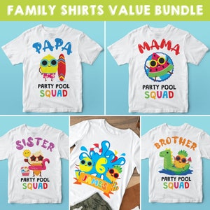 Summer Pool Birthday Shirt Family Bundle Design/ Beach Party Water Slide Family Birthday Tee Shirt Designs (for your own printing)