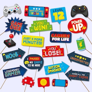 Video Game Party Photo Props Photo Booth Printable/ Gaming Party Props/ Gamer Photo Booth Props Party Decor Editable Printables