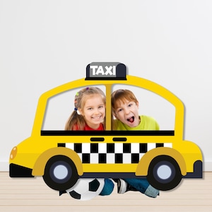 Cornice per cabina fotografica taxi di New York MODIFICABILE stampabile / Taxi giallo Festa in taxi giallo Stampabile grande foto prop