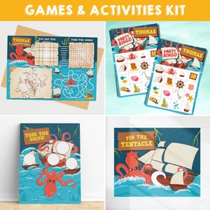 Kraken Birthday Party Octopus Pirates Party Games Party Activity Bingo Coloring Activity Sheet Pin Game Tossing Game