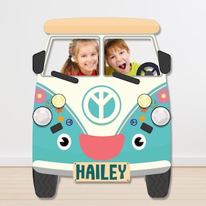 Retro Caravan Photo Booth Frame EDITABLE Printable/ Retro Campervan Party Large Photo Prop Printable