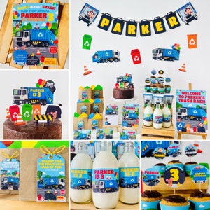 Blue Garbage Truck Party Decorations Kit/ Blue Trash Truck Trash Bash Waste Management Party Decor EDITABLE Printable