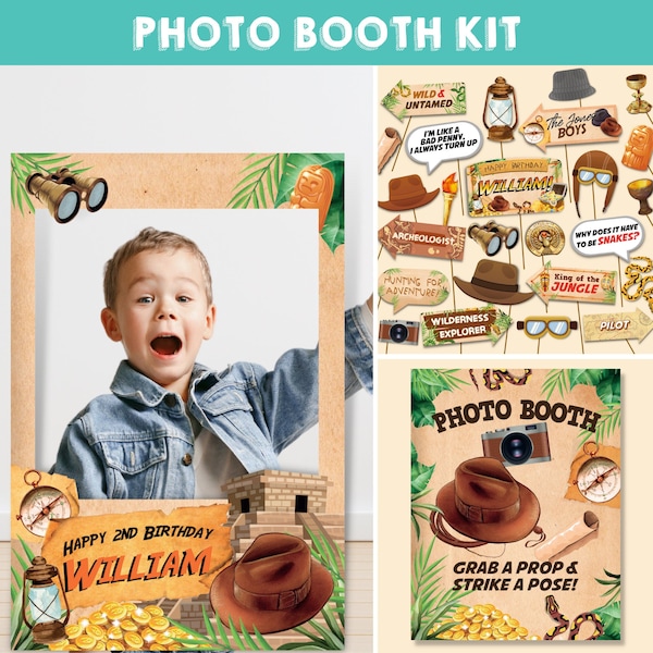 Indiana Jones Party Photo Booth Printable Kit/ Adventure Explorer Party Photo Props Printable Kit