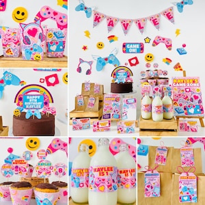 Gamer Girl Party Decorations Editable Printable Kit/ Pink Video Gaming Party Decor Kit Editable Party Printable