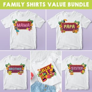 Luau Birthday Shirt Family Bundle Design/ Hawaiian Tiki Family Birthday Shirt Design (for your own printing)