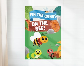 Pin the Wings on the Bee Party Game | Bug Birthday (Digital Download)