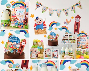 Nursery Rhyme 1st Birthday Party Printable Kit (Editable)