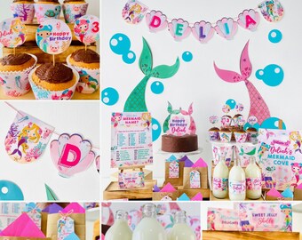 Mermaid Birthday Party Decorations Editable Printable Kit