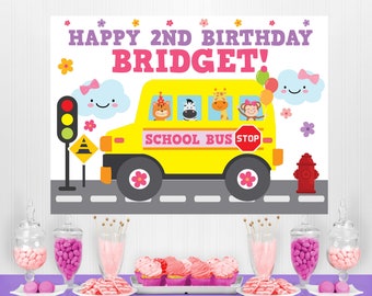 Bus Birthday Banner Etsy